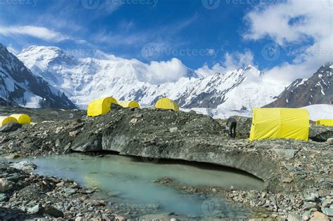 Khan Tengri Base Camp Central Tian Shan Mountain Range Border Of