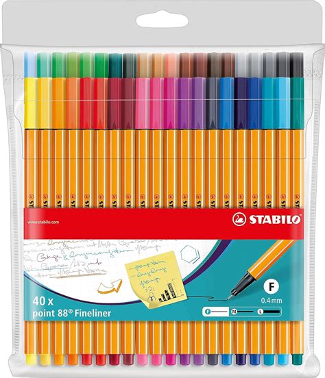 STABILO Stylo Feutre Pointe Fine Point 88 Pochette X 40 Stylos