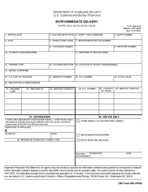 Customs Form 3311 Fillable Printable Forms Free Online