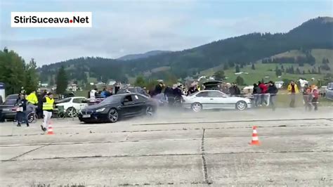 Spectator în scaun rulant lovit de un BMW scăpat de sub control la un