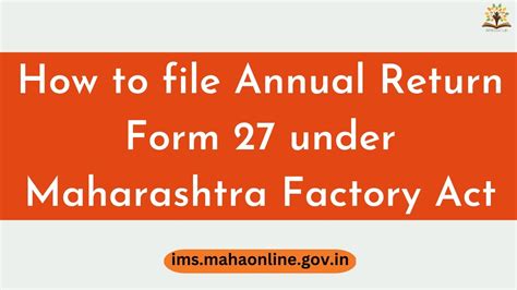 How To File Annual Return Form 27 Under Maharashtra Factory Act YouTube