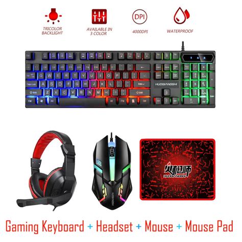 Wired Led Backlit Multimedia Ergonomic Usb Gaming Keyboard Mouse Combo