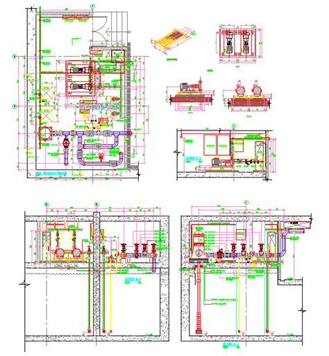 Pump Room Layout Plan And Plumbing Structure Drawing Details Dwg File ...