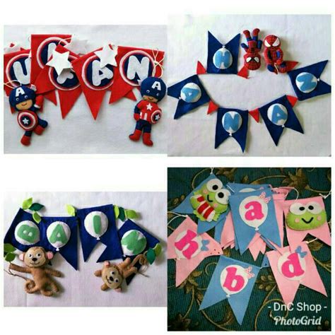 Jual Bunting Flag Hanging Door Gantungan Hiasan Dinding Nama Flanel