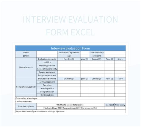 Free Interview Evaluation Form Excel Interview Evaluation Form