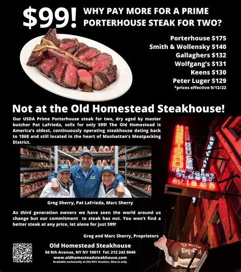 Old Homestead Has Lowered The Price Of Its Porterhouse For Two