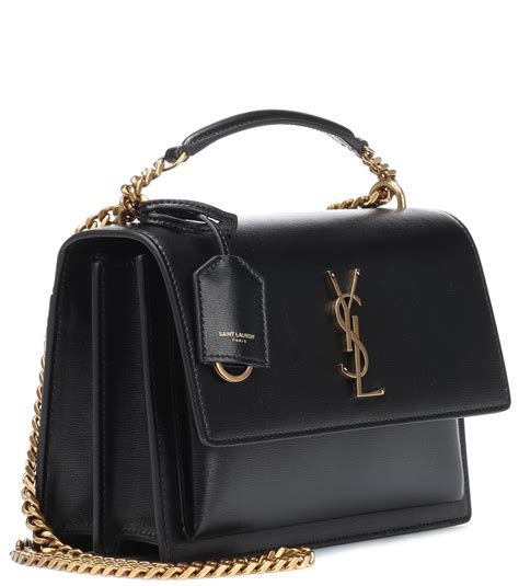 Saint Laurent Medium Sunset Monogram Leather Shoulder Bag In Nero