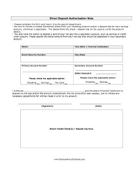 Direct Deposit Authorization Template