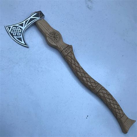 Handforged battle axe wooden handle