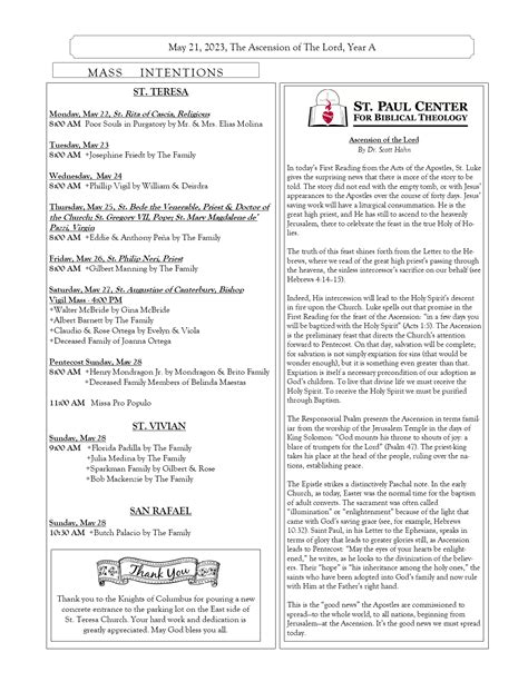 May 21 2023 Bulletin Cibola Catholic Community