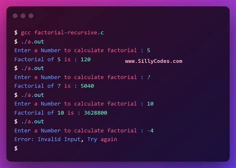 Factorial Using Recursion In C Language Sillycodes