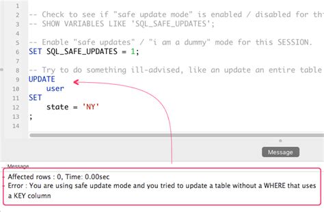 Using Safe Updates To Prevent Unbounded Update And Delete Statements In Mysql