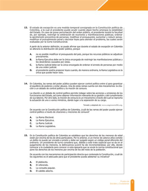 Cuadernillo De Preguntas Saber 11 Sociales Y Ciudadanas PDF