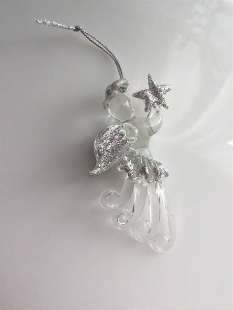 Vintage Blown Glass Angel Ornament Clear Glass Angel With Etsy