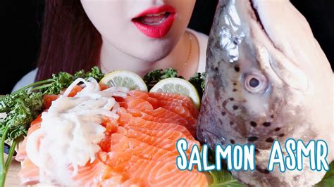 Asmr Salmon Sashimi Grilled Salmon Head 연어회 연어머리구이 Asmr No Talking Eating Sounds Mukbang