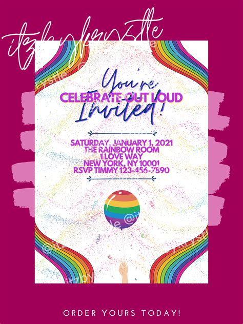 Pride Party Invitation Digital Download 5x7 Etsy Uk