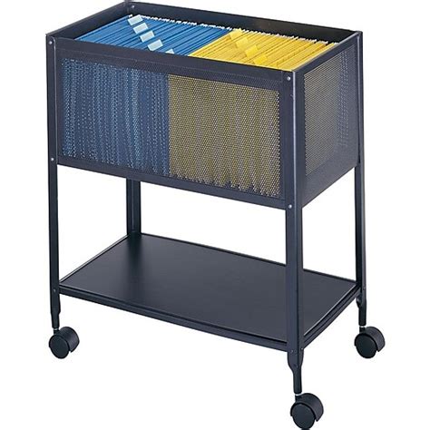 Safco 2 Shelf Mesh Mobile File Cart With Lockable Wheels Black 5350bl