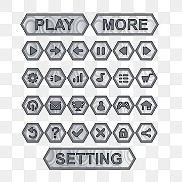 Game Buttons For Development Casual Games Ui Kit Game Button Set Png