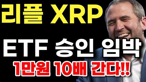 리플 Xrp Etf 승인 임박 리플 1만원 10배 코인 리플 Xrp 리플코인 Youtube