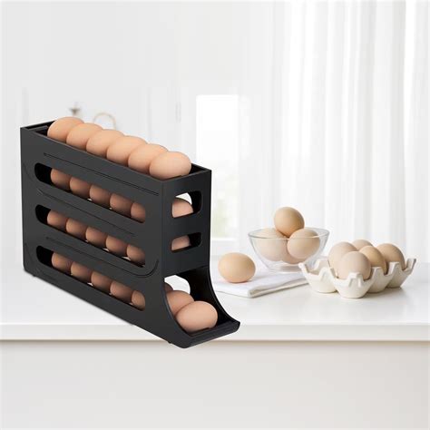 Tiers Eggs Egg Holder For Fridge Auto Rolling Fridge Egg Organizer