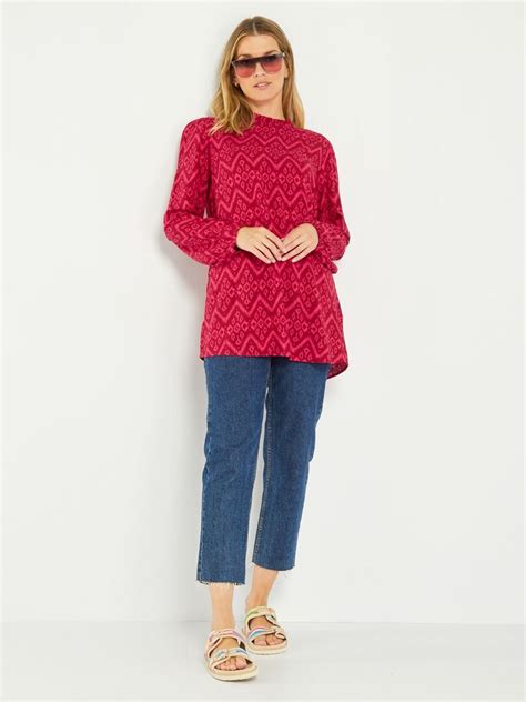 Blouse imprimée à col montant volanté Rose Kiabi 15 00