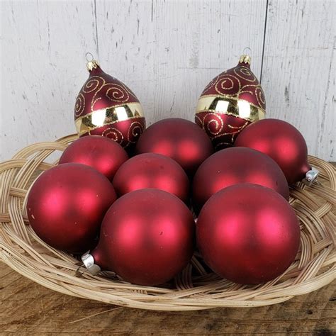 Christmas Ornaments Burgundy Etsy