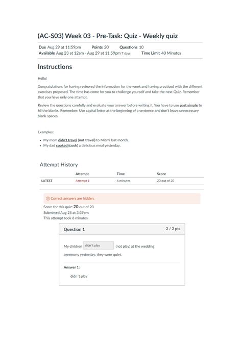 AC S03 Week 03 Pre Task Quiz Weekly quiz Inglés 3 UTP Studocu