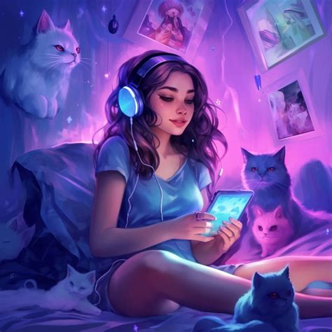 Girl In Her Cat Room Art In 2024 Girly Art Illustrations Black Love Art Girly Art