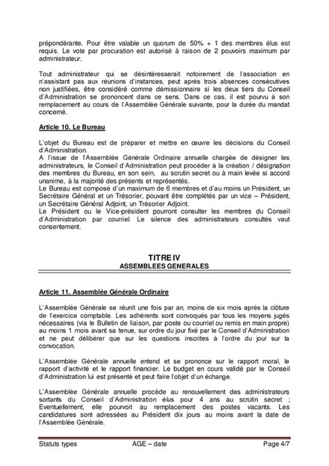 Mod Le De Statuts D Association Doc Pdf Page Sur