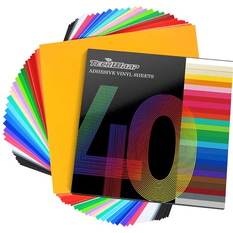 TECKWRAP Permanent Adhesive Vinyl Sheets 12 X 12 40 Sheets Pack