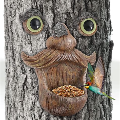 Kakiclay Tree Faces Decor Outdoor Funny Face Old Man Tree