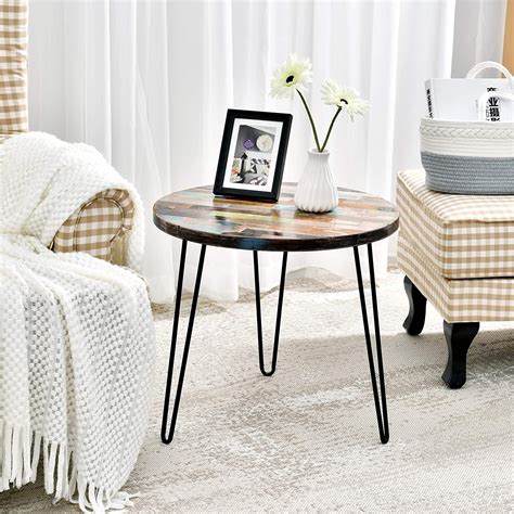 Reclaimed Wood Large Round Side Table Coffee Table Entryway Table