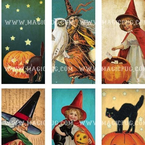 Antique Halloween Domino Digital Collage Sheet 1x2 25mm Etsy