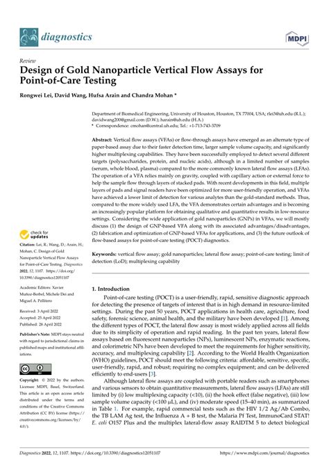 Pdf Design Of Gold Nanoparticle Vertical Flow Assays For Point Of Care Testing