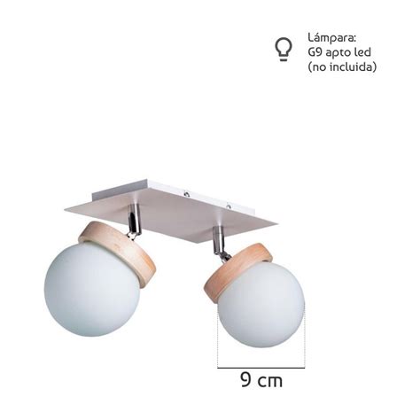 Luz Desing Aplique Luces Elyn Madera Globo Opal Apto Led G Deco