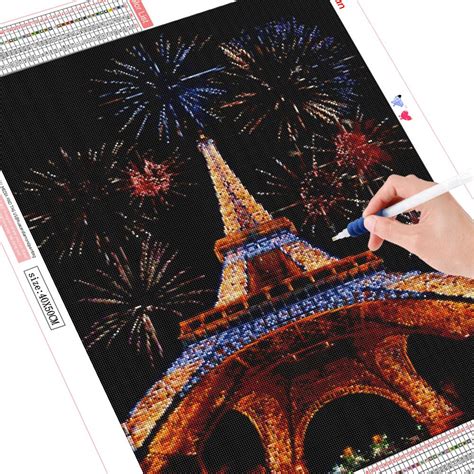 Broderie Diamant Tour Eiffel Et Feu D Artifice Lartera