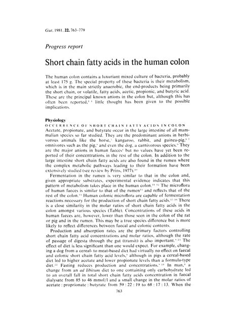 PDF Short Chain Fatty Acids In The Human Colon