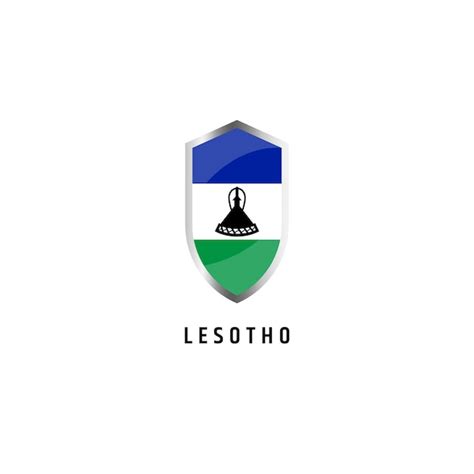 Bandera De Lesotho Con Ilustración De Vector Plano De Icono De Forma De Escudo Vector Premium