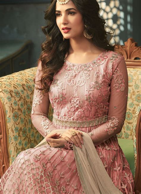 Net Embroidered Work Anarkali Salwar Kameez Buy Online