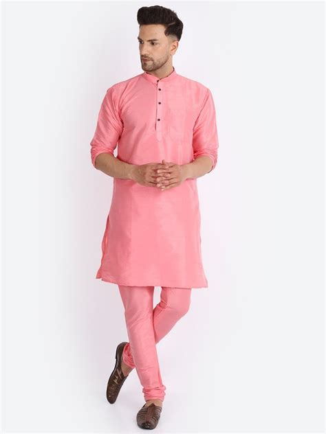 Pink Dupion Silk Plain Kurta Pajama Set At Rs Set Silk Kurta