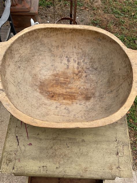 Early Large Antique Primitive Turned Wooden Dough Bowl Approx 20x18