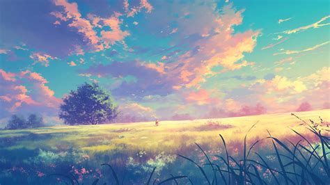 Stunning Pastel Field Aesthetic Desktop Wallpaper - 4K Wallpaper