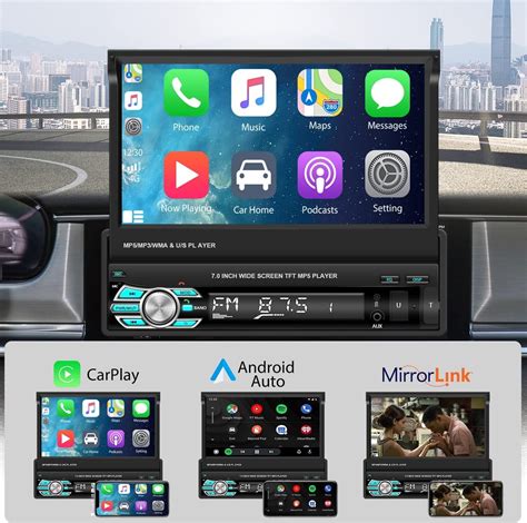 Buy Single Din Car Stereo Apple Carplay Radio Android Auto Inch Flip