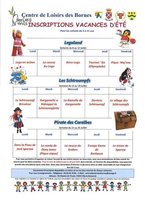 Programme Du Centre De Loisirs Vacances D T Villy Le Bouveret