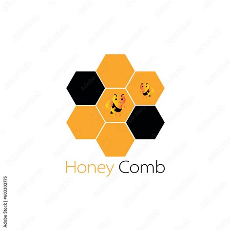 Stockvektorbilden Honey Comb Logo With Honey Bee Honey Bee Logo Honey