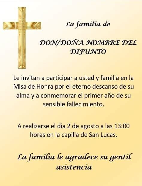 Texto Para Invitacion A Misa De Difunto