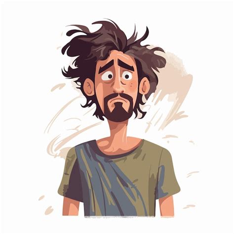 Scruffy Untidy Shabby Young Man Unkempt Person Portrait Premium Ai