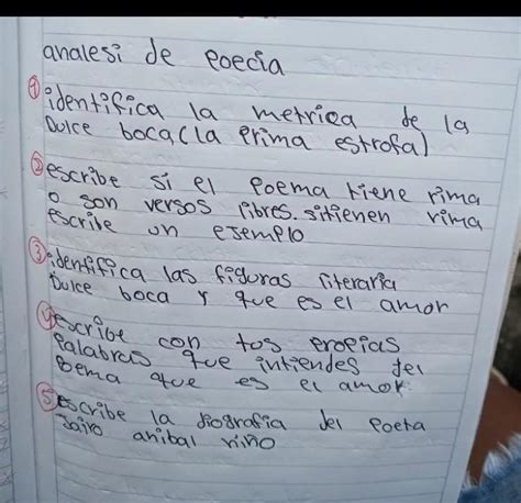 Hola Me Pueden Ayudar Con Esto El Poema Es Dulce Boca Es Para