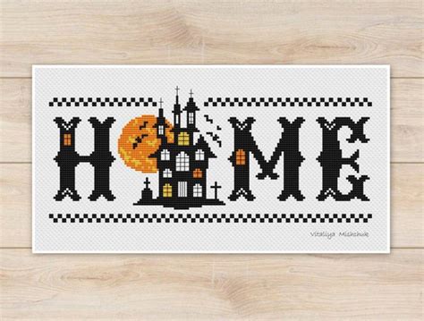 Halloween House Cross Stitch Pattern PDF Haunted House Home Etsy