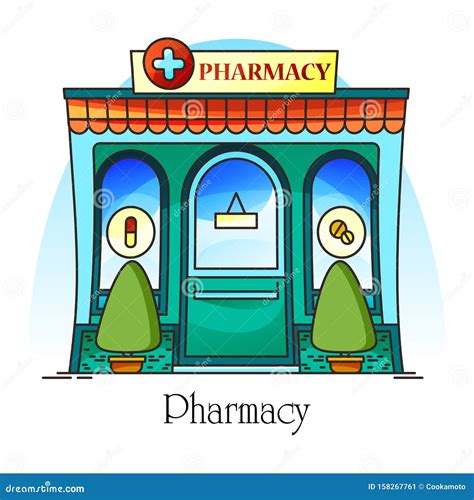 Pharmacy Shop Facade Or Clinic Drug Store Stock Vector Illustration